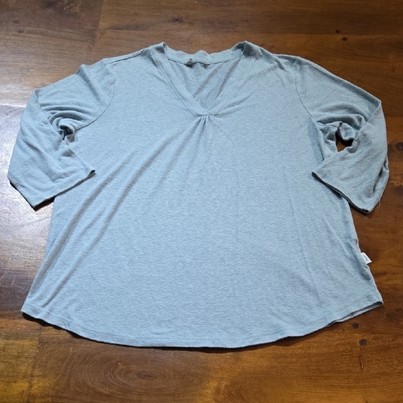 Orvis Tops - Orvis Ether Green Three-Quarter Sleeve Tee Linen Blend Size XL